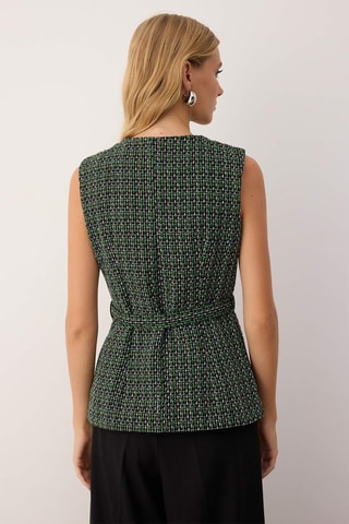 Gilet in tweed - Bianco, nero e verde