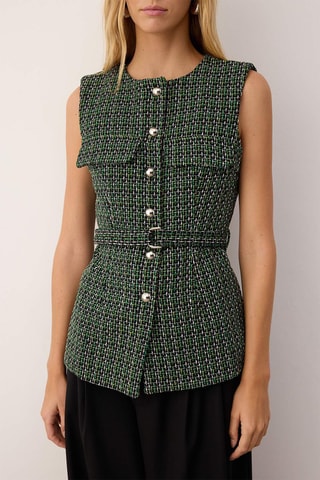 Gilet in tweed - Bianco, nero e verde