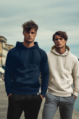 2 felpe regular con cappuccio - Blu e beige