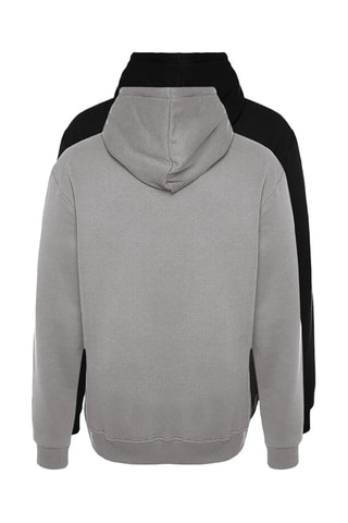 2 felpe regular con cappuccio - Nero e grigio