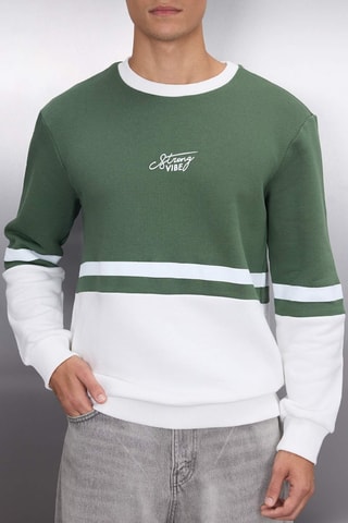 Felpa regular - Verde e bianco