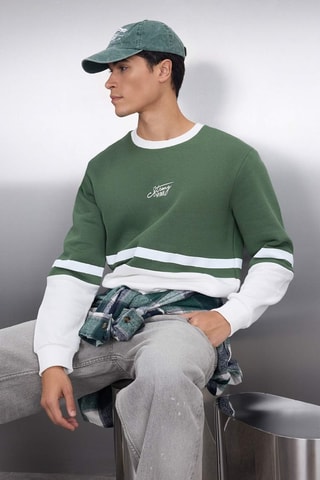 Felpa regular - Verde e bianco