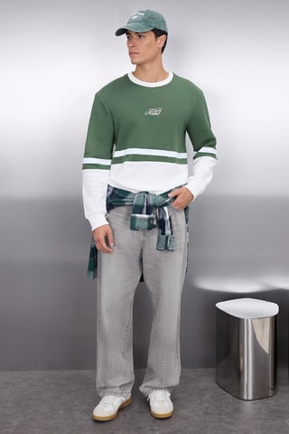 Felpa regular - Verde e bianco