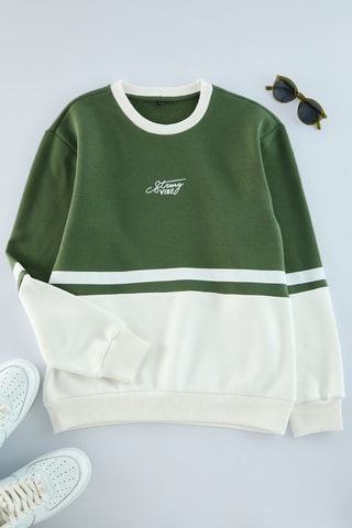 Felpa regular - Verde e bianco