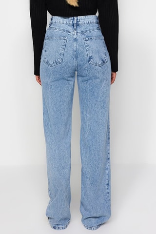 Jean droit taille haute - Bleu