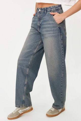 Jeans wide legs a vita alta - Blu