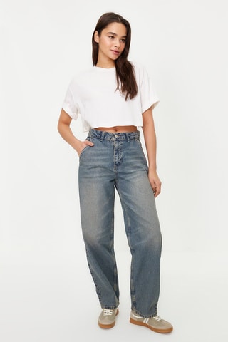 Jeans wide legs a vita alta - Blu