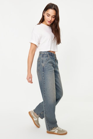 Jeans wide legs a vita alta - Blu