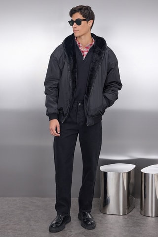 Giubbotto double face relaxed - Nero