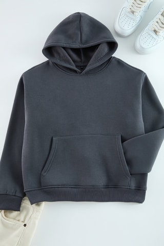 Felpa oversize con cappuccio - Grigio