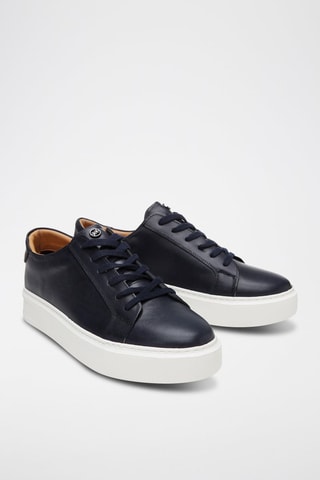 Sneakers platform in pelle - Bianco e blu