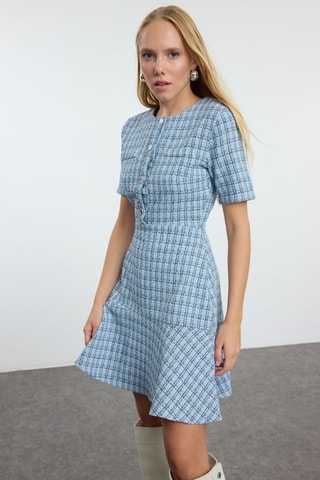 Abito a campana in tweed - Blu