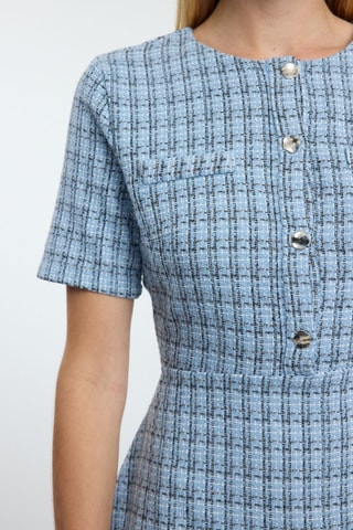 Abito a campana in tweed - Blu