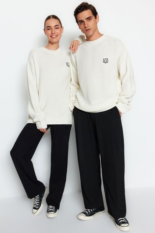 Maglia oversize con cappuccio - Bianco