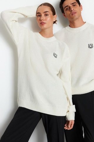 Maglia oversize con cappuccio - Bianco