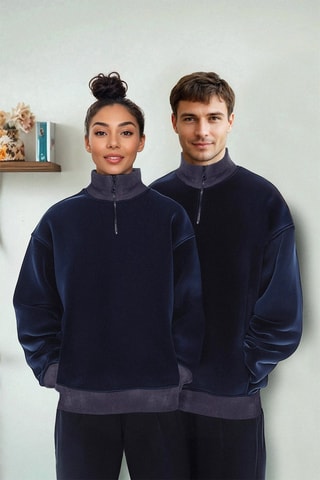 Felpa oversize - Blu e grigio