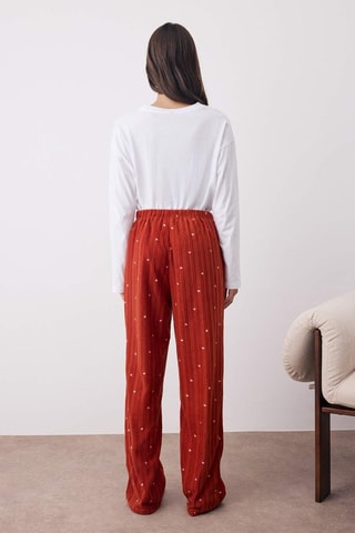 2 pantaloni pigiama e rosso mattone - Nero e rosso