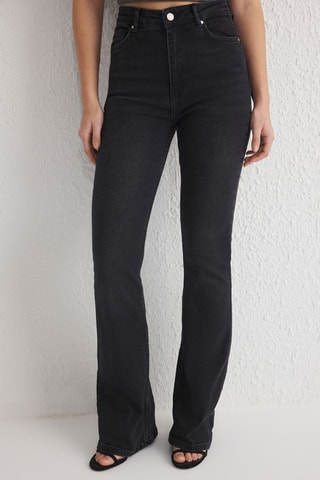 Jeans flare a vita alta - Nero