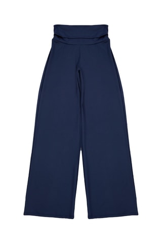 Pantaloni wide legs a vita alta - Blu