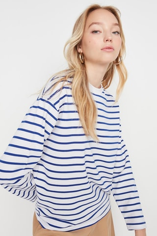 T-shirt a righe - Blu