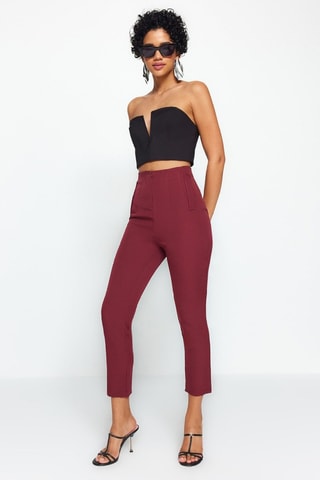 Pantalon slim 7/8 taille haute - Rouge
