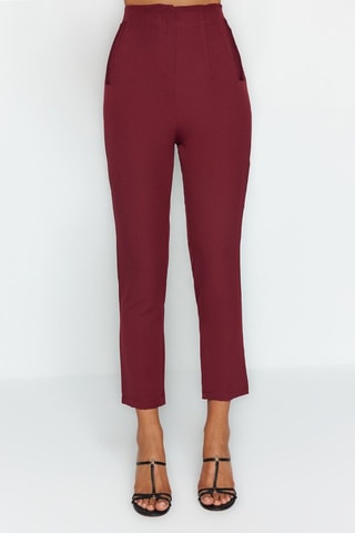 Pantalon slim 7/8 taille haute - Rouge