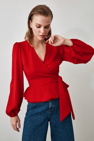 Blusa a portafoglio - Rosso