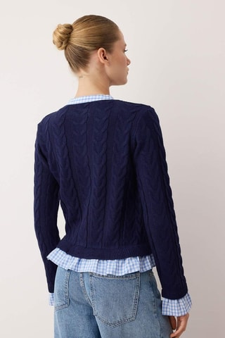 Cardigan effetto trompe - Bianco e blu