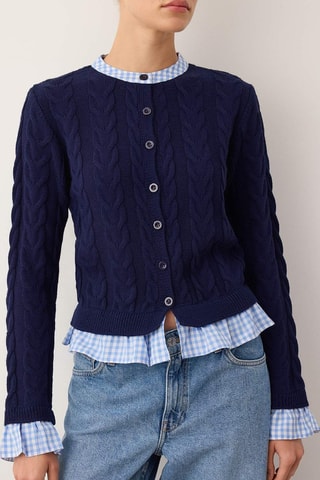 Cardigan effetto trompe - Bianco e blu