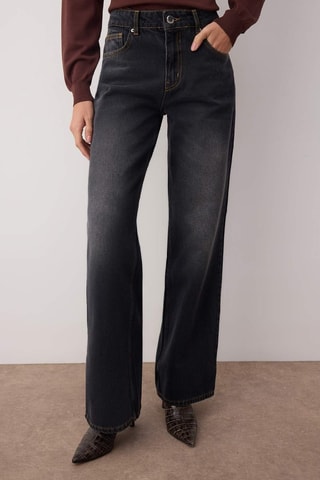 Jeans wide legs a vita alta - Nero