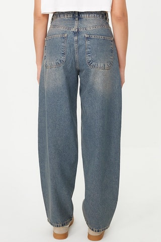 Jean wide legs taille haute - Bleu