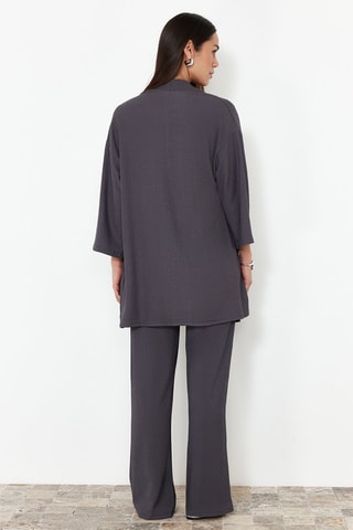 Kimono e pantaloni a vita alta - Grigio