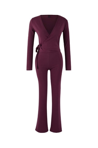 Crop top a portafoglio e pantaloni - Viola