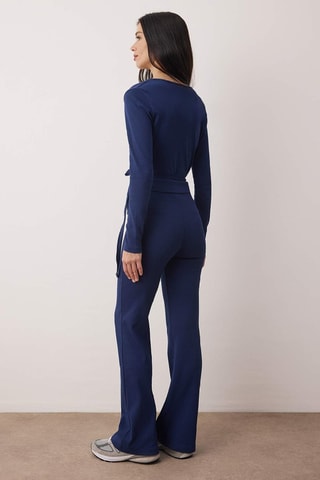 Crop top a portafoglio e pantaloni - Blu