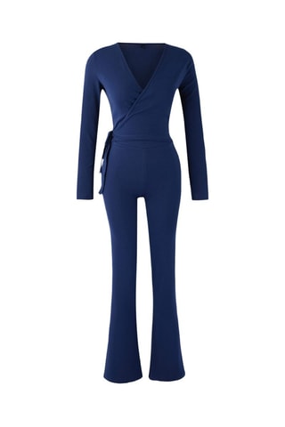 Crop top a portafoglio e pantaloni - Blu