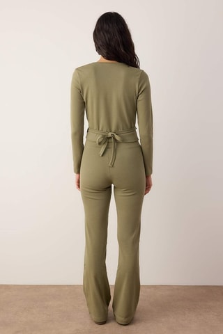 Crop top a portafoglio e pantaloni - Verde