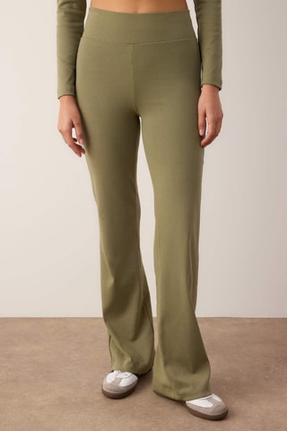 Crop top a portafoglio e pantaloni - Verde