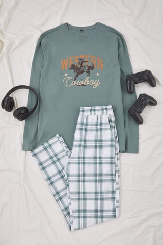 Pigiama - Bianco, verde e grigio