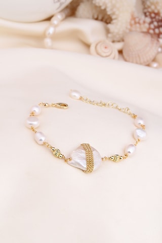 Pulsera de eslabones - Dorado y blanco