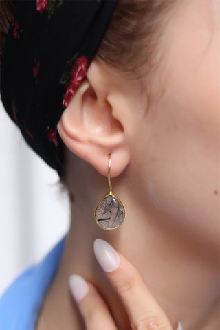 Pendientes bañados en oro fino amarillo - Rutilo