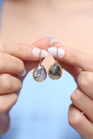 Pendientes bañados en oro fino amarillo - Rutilo