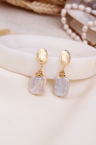 Pendientes - Dorado y blanco