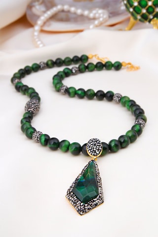 Collar bañado en oro fino amarillo - Ojo de tigre