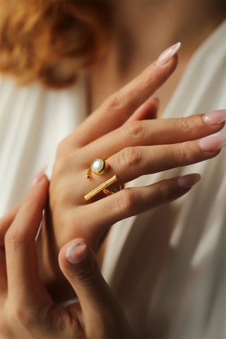 Anillo - Chapado en oro amarillo y perla cultivada