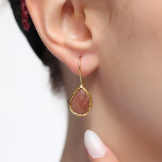 Pendientes - Latón chapado en oro y piedra de sol