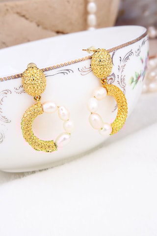 Pendientes - Bañado en oro fino amarillo y perlas cultivadas