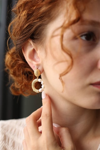 Pendientes - Bañado en oro fino amarillo y perlas cultivadas