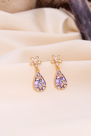 Pendientes - Dorado y violeta