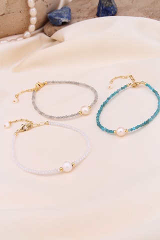 Pulsera - Blanco y turquesa