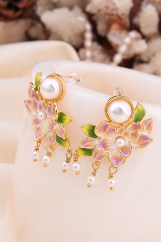 Pendientes - Blanco y dorado